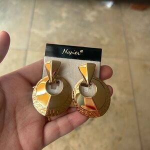 Napier Shiny Gold Circular Drop Earrings